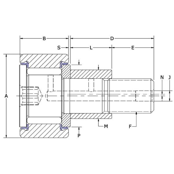 Carter Bearings 22 mm, Metric Needle Cam Follower, Eccentric, Sealed, Hex, Cylindrical MCNBE-22-SBX - main